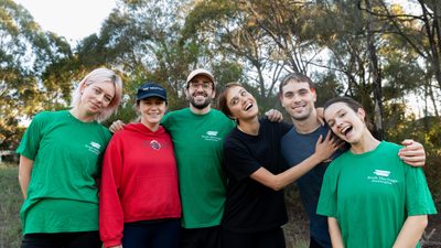 Group of fundraisers in Bush Heritage t-shirts.