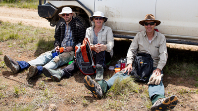 Volunteers resting.