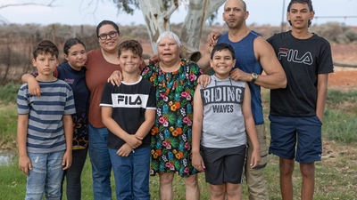 Avelina Tarrago third from left with her family on Pilungah Reserve.