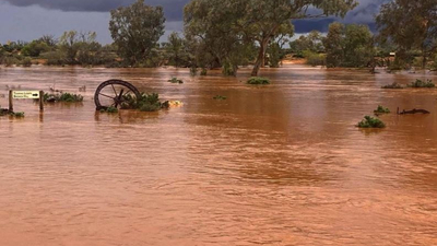 Landscape underwater after 108mm of rain in two days.