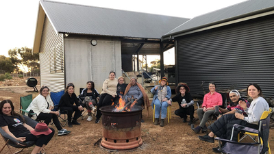 Relaxing by the campfire at Red Moort.