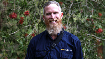 Bush Heritage ecologist Stephen Kearney, a man with short hair and a shaggy, ginger-and-white beard.