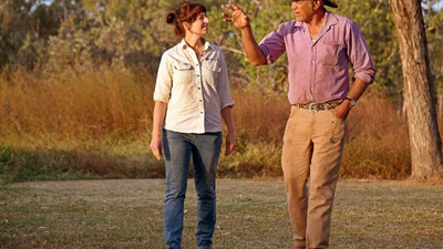 Bush Heritage ecologist Allana Brown with Olkola Elder Mike Ross.