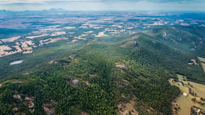 Aerial view of fragmented patches of natural land.