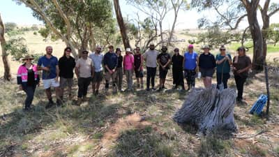 Djaara Traditional Custodians, DJAARA and Bush Heritage Staff on Djandak, Vic. Photo Bridget Mattingley.