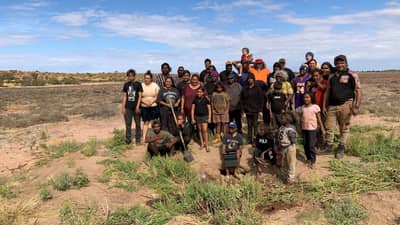 Long Family at a soak that they found and cleaned out.