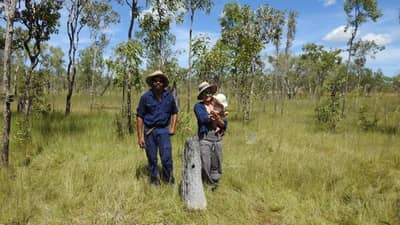 Olk.ola Ranger Ashaley Ross and our daughter Xaria on Olkola country.