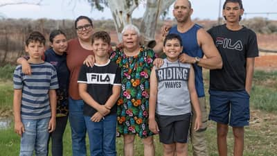 Avelina Tarrago third from left with her family on Pilungah Reserve.