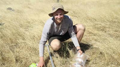Luke Richards soil sampling at Nardoo Hills.