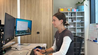 Amy at work in Bush Heritage's Conservation Support Centre in Melbourne
