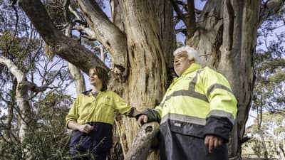 Dja Dja Wurrung Ranger Ron Kerr and field officer Jackson Dunolly. Photo Annette Ruzicka.