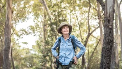 Annette Dean, at home in the Tasmanian bush. Photo Annette Ruzicka.