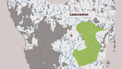 Map of the Tasmanian Midlands.