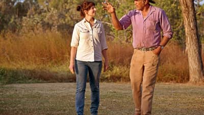 Bush Heritage ecologist Allana Brown with Olkola Elder Mike Ross.