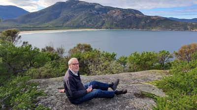Davydd Shaw taking in the view at ‘The Prom’.