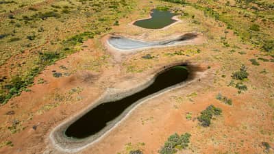 Aerial view of Yajula, which is a wetland fed by a permanent spring.
