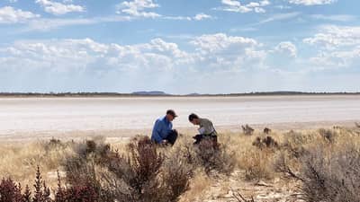 Ecologist Matt Appleby consulting at Napperby Station.