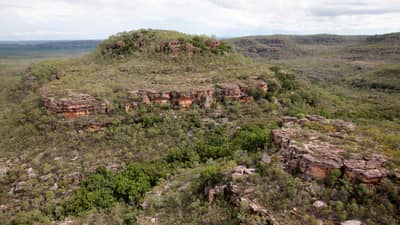 Rocky mesas rising from landscape in stone country, west Arnhem Land.