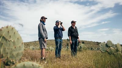 Dja Dja Wurrung project manager Harley Douglas. Bush Heritage Healthy Landscapes Manager Glen Norris and Dja Dja Wurrung Program Manager Nathan Wong.
