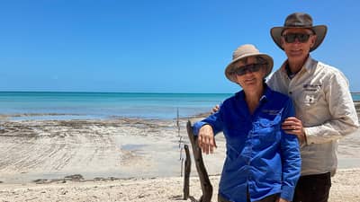 Annie & Ian Mayo volunteering at Hamelin Station, Malgana Country. By Annie & Ian Mayo