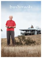 The front cover of Bushtracks Autumn 2021 newsletter shows Bush Heritage supporter Annelie Holden on the property she has gifted to Bush Heritage.