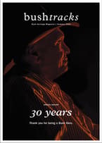 The front cover of Bushtracks Summer 2021 newsletter shows Mike Ross, Olkola Elder and Chairman of the Olkola Aboriginal Corporation.