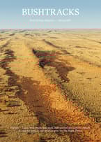 The front cover of Bushtracks Spring 2023 newsletter shows burn scars on spinifex country at Pilungah Reserve.