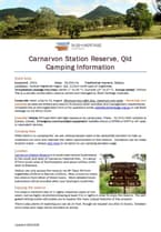 Cover of camping at Carnarvon Reserve information booklet.