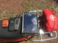 The technology (SPOT tracker, satellite phone, GPS, iPad and fly swatter).