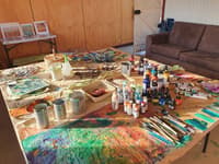 Paintings and smaller artworks produced during the residency.