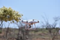 DJI Phantom 4 drone with an RGB camera mounted beneath.