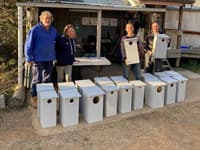 Nest box builder Max Suthern with Vicki Suthern Kim Jarvis and James Suthern.
