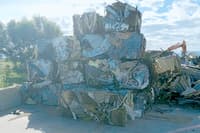 Compacted scrap metal.