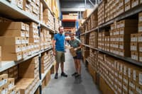 Steve and his partner Cath in the Climbing Anchors warehouse.