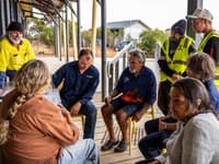 Bush Heritage Australia staff and community representatives gather at Red Moort Field Station to discuss fire management.