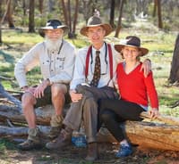 Charlie Nicholson (L), Chris Darwin (C) and Jacqueline Courtney (R) on Charles Darwin Reserve.