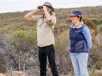 Bush Heritage's Healthy Landscape Manager Simon Smale and Ecologist Angela Sanders on Monjebup North.