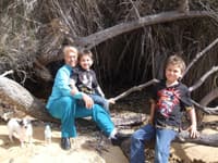 Noongar Traditional Owner Aunty Carol Pettersen with her two grandsons. Photo courtesy of Aunty Carol.