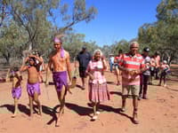 Budjiti Elders Phil Eulo and Aunty Ruby on Naree Reserve. Photo Helen Davidson/The Guardian.