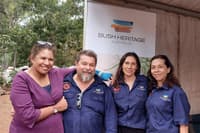 Leanne Liddle (former board member for Bush Heritage), Bruce Hammond, Chontarle Belottie and Vikki Parsley experience Garma. Photo Bruce Hammond.