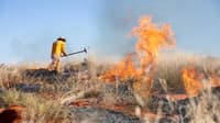 Ethabuka Reserve Manager, Kyle Barton, conducting a targeted prescribed burn at Pilungah Reserve, Wangkamahdla Country, 470 km south of Mt Isa, QLD. By Bee Stephens.