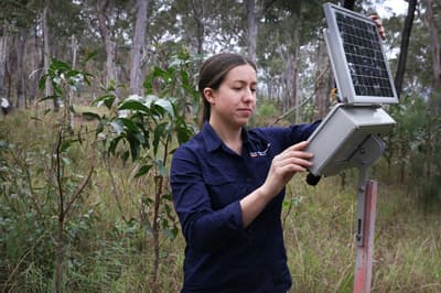 Daniella Teixeira with acoustic recorder.