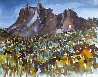 Painting of Drys Bluff by Sarah Chalmers.