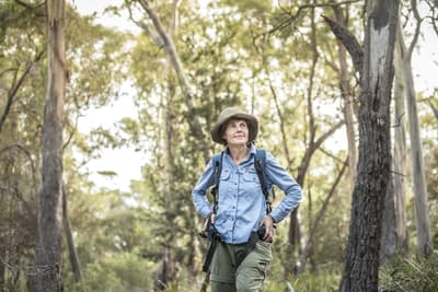 Annette Dean, at home in the Tasmanian bush.