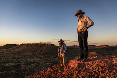Researchers Al Healy and Nick Leseberg looking over Pullen Pullen Reserve.