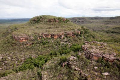 Rocky mesas rising from landscape in stone country, west Arnhem Land.