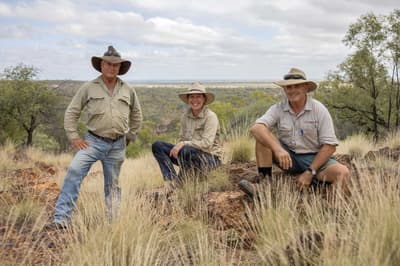 Freshwater and Wetlands Ecologist Dr Pippa Kern, Edgbaston Reserve Manager Rowan Hinchley and Indigenous Field Officer Stephen Brown at Edgbaston.