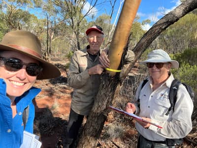 Ecologist Fiamma Riviera with long-term volunteers John Koch and Richard Thomas.