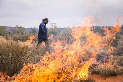 Zareth Long conducting a controlled burn.
