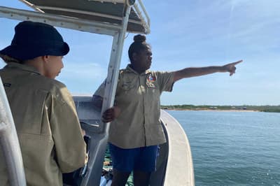 Wunambal Gaambera rangers patrolling sea country.